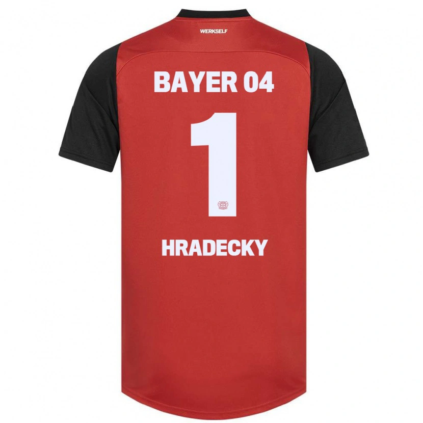 Danxen Børn Lukas Hradecky #1 Rød Sort Hjemmebane Spillertrøjer 2024/25 Trøje T-Shirt