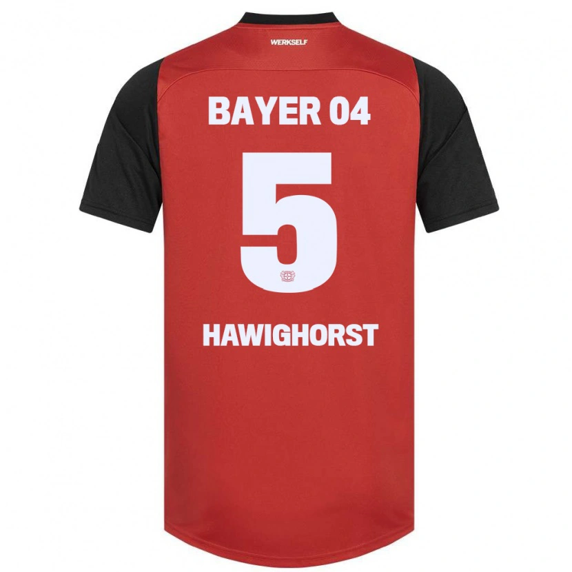 Danxen Børn Ben Hawighorst #5 Rød Sort Hjemmebane Spillertrøjer 2024/25 Trøje T-Shirt