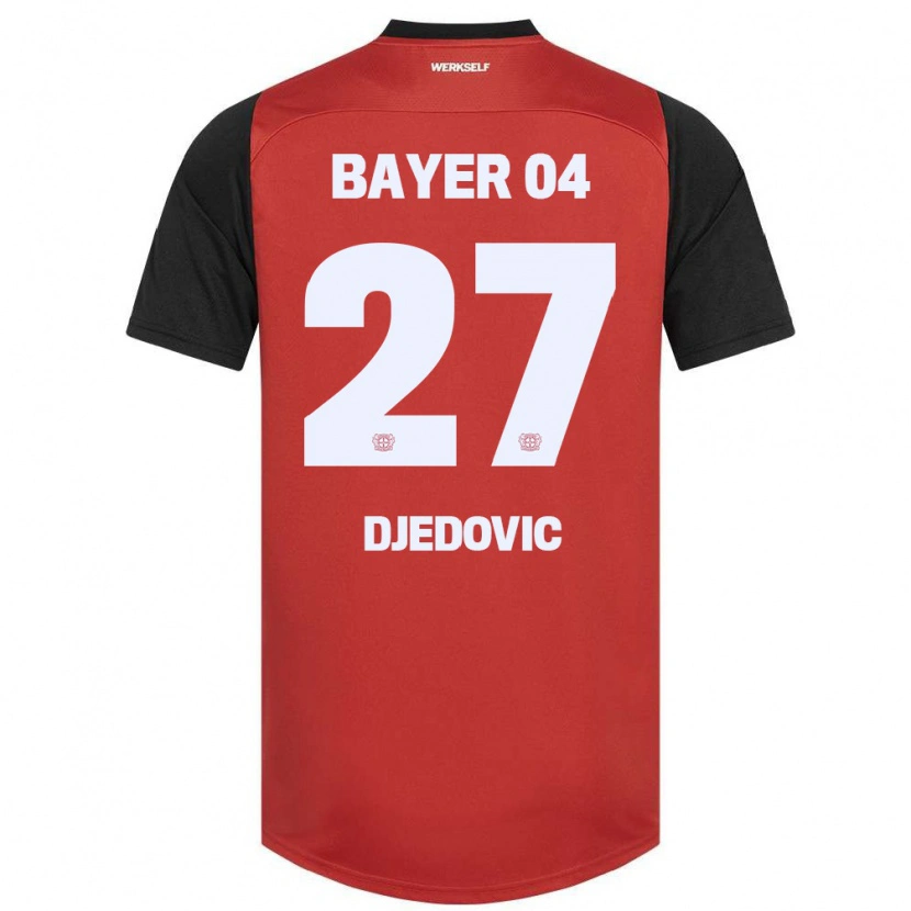 Danxen Børn Seldin Djedovic #27 Rød Sort Hjemmebane Spillertrøjer 2024/25 Trøje T-Shirt