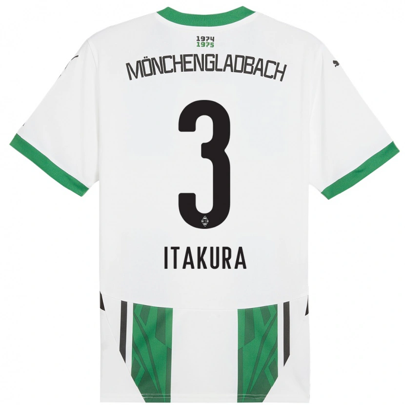 Danxen Børn Ko Itakura #3 Hvid Grøn Hjemmebane Spillertrøjer 2024/25 Trøje T-Shirt