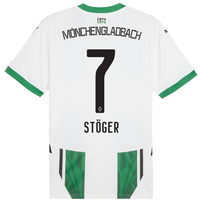 Danxen Børn Kevin Stöger #7 Hvid Grøn Hjemmebane Spillertrøjer 2024/25 Trøje T-Shirt