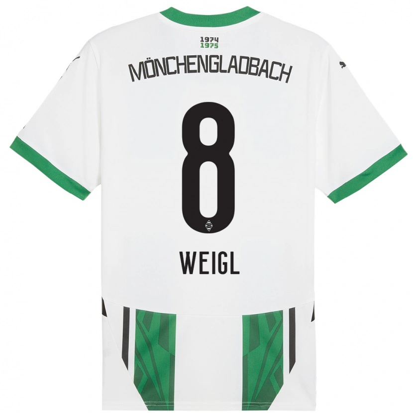 Danxen Børn Julian Weigl #8 Hvid Grøn Hjemmebane Spillertrøjer 2024/25 Trøje T-Shirt