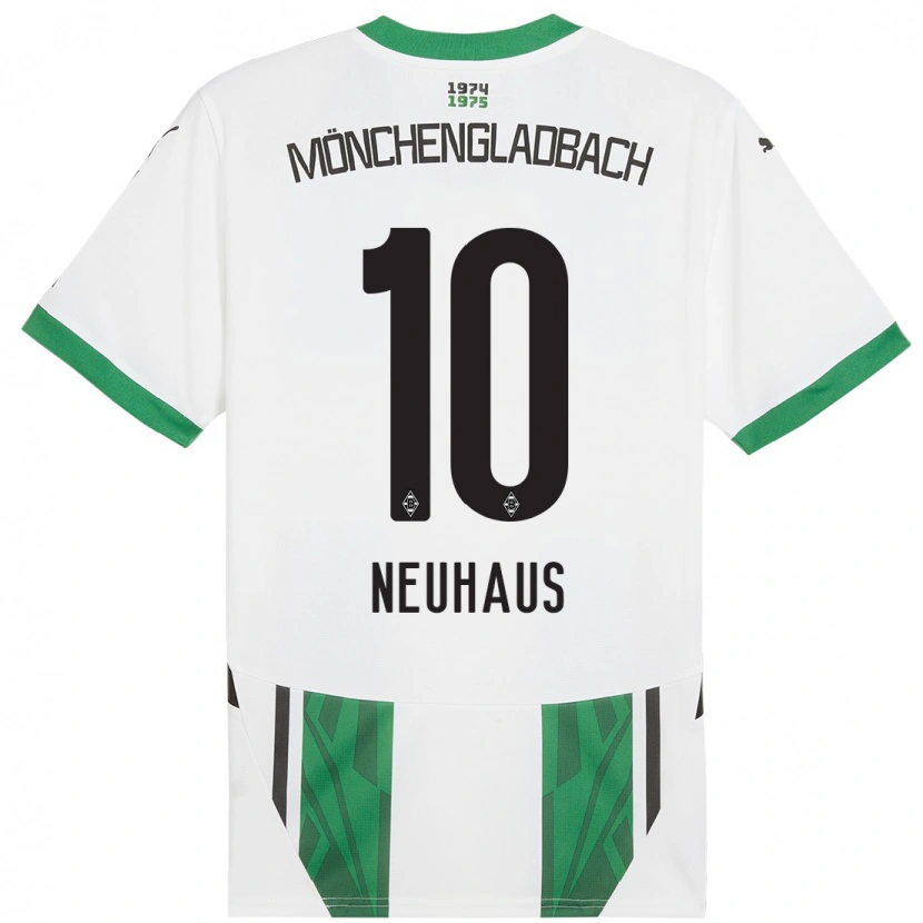Danxen Børn Florian Neuhaus #10 Hvid Grøn Hjemmebane Spillertrøjer 2024/25 Trøje T-Shirt
