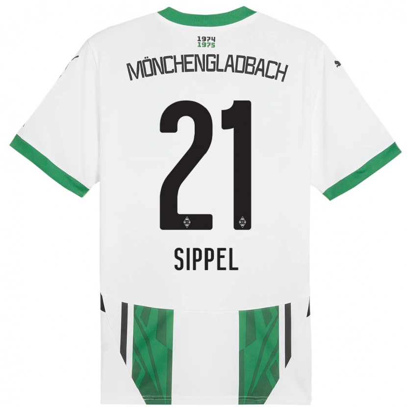 Danxen Børn Tobias Sippel #21 Hvid Grøn Hjemmebane Spillertrøjer 2024/25 Trøje T-Shirt