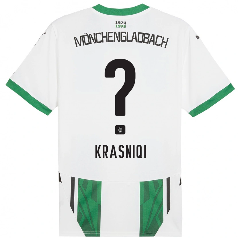 Danxen Børn Engjell Krasniqi #0 Hvid Grøn Hjemmebane Spillertrøjer 2024/25 Trøje T-Shirt