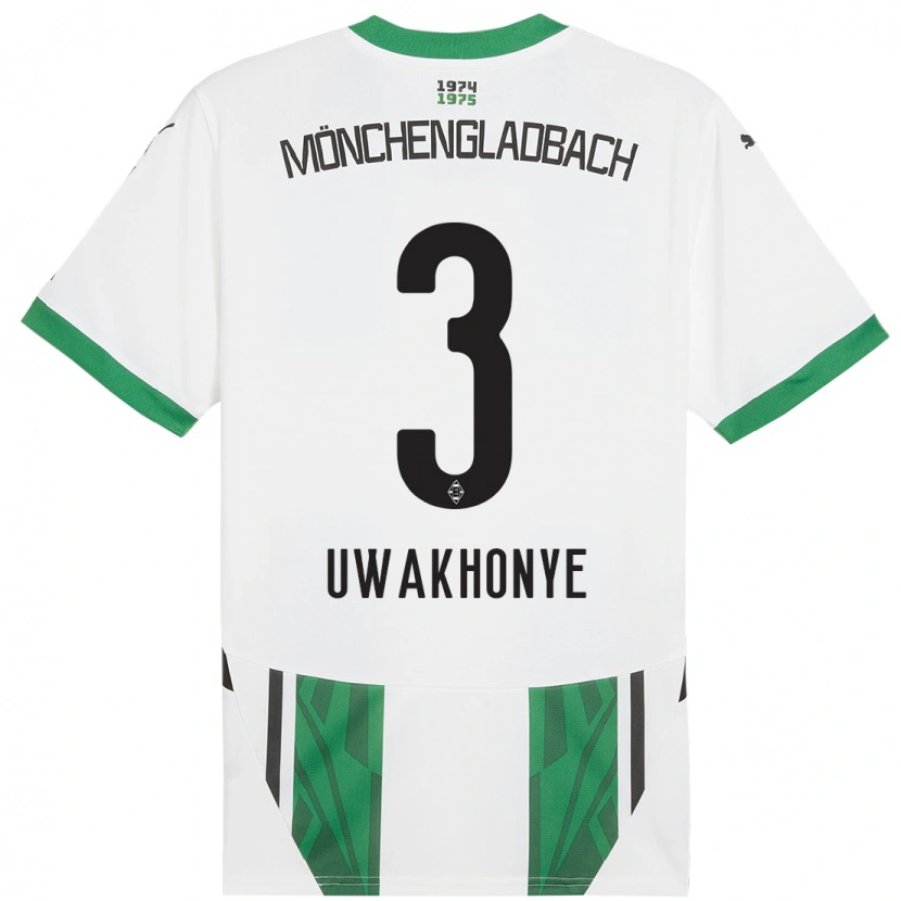 Danxen Børn Joshua Uwakhonye #3 Hvid Grøn Hjemmebane Spillertrøjer 2024/25 Trøje T-Shirt
