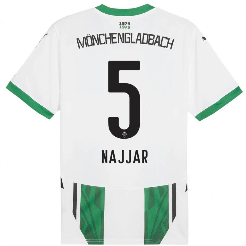 Danxen Børn Jamil Najjar #5 Hvid Grøn Hjemmebane Spillertrøjer 2024/25 Trøje T-Shirt