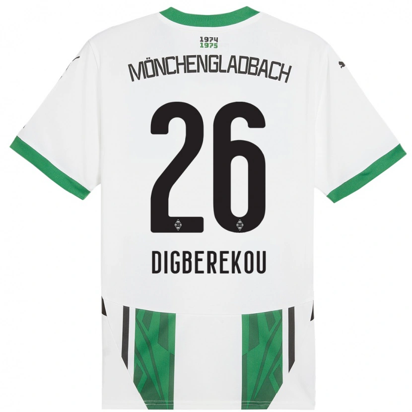 Danxen Børn Ibrahim Digberekou #26 Hvid Grøn Hjemmebane Spillertrøjer 2024/25 Trøje T-Shirt