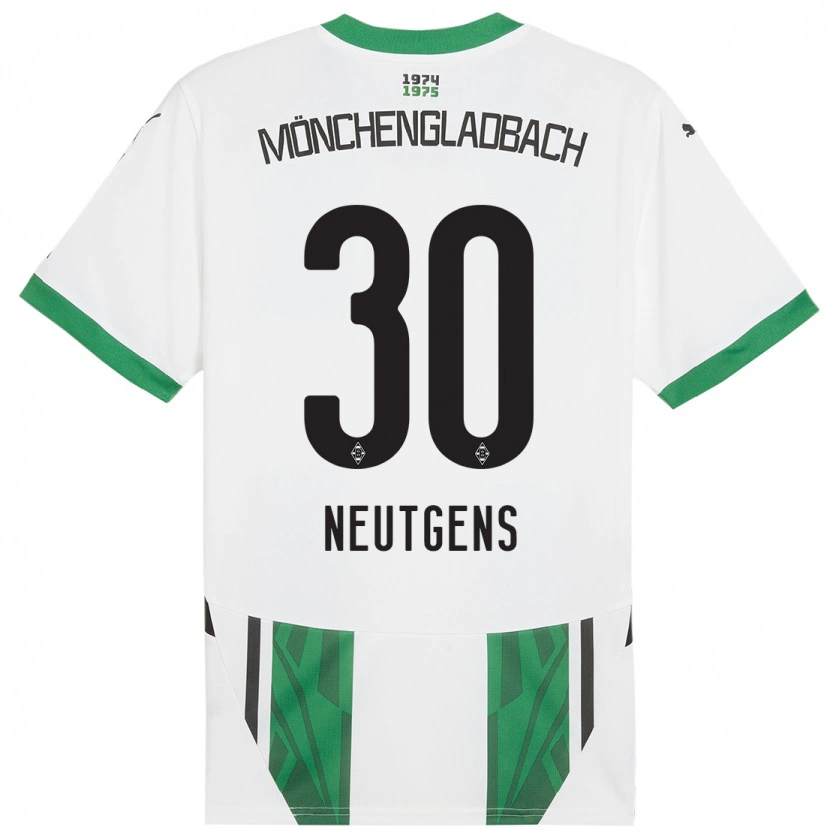 Danxen Børn Maximilian Neutgens #30 Hvid Grøn Hjemmebane Spillertrøjer 2024/25 Trøje T-Shirt