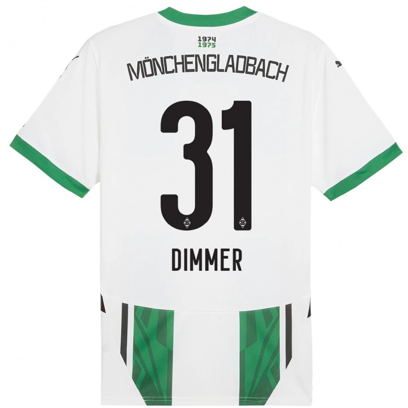 Danxen Børn Florian Dimmer #31 Hvid Grøn Hjemmebane Spillertrøjer 2024/25 Trøje T-Shirt