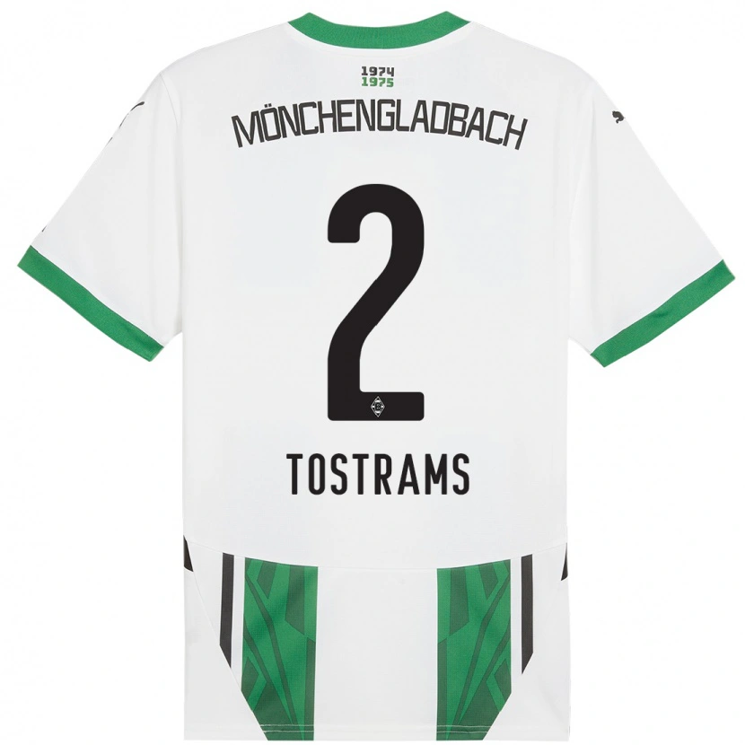 Danxen Børn Eva Tostrams #2 Hvid Grøn Hjemmebane Spillertrøjer 2024/25 Trøje T-Shirt