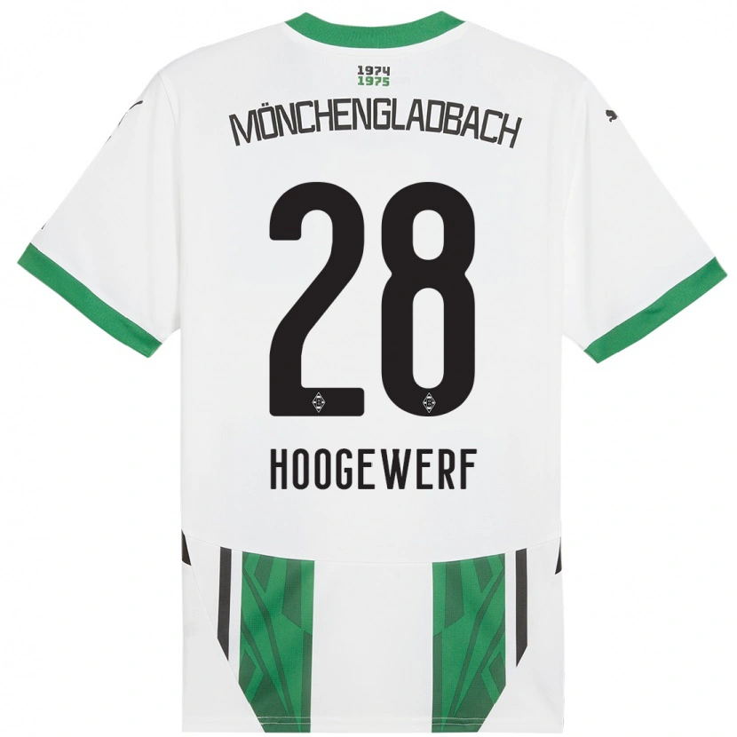 Danxen Børn Dillon Hoogewerf #28 Hvid Grøn Hjemmebane Spillertrøjer 2024/25 Trøje T-Shirt