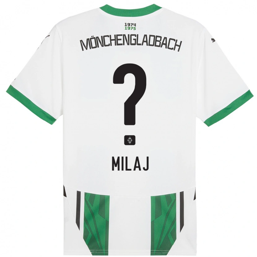 Danxen Børn Adonis Milaj #0 Hvid Grøn Hjemmebane Spillertrøjer 2024/25 Trøje T-Shirt