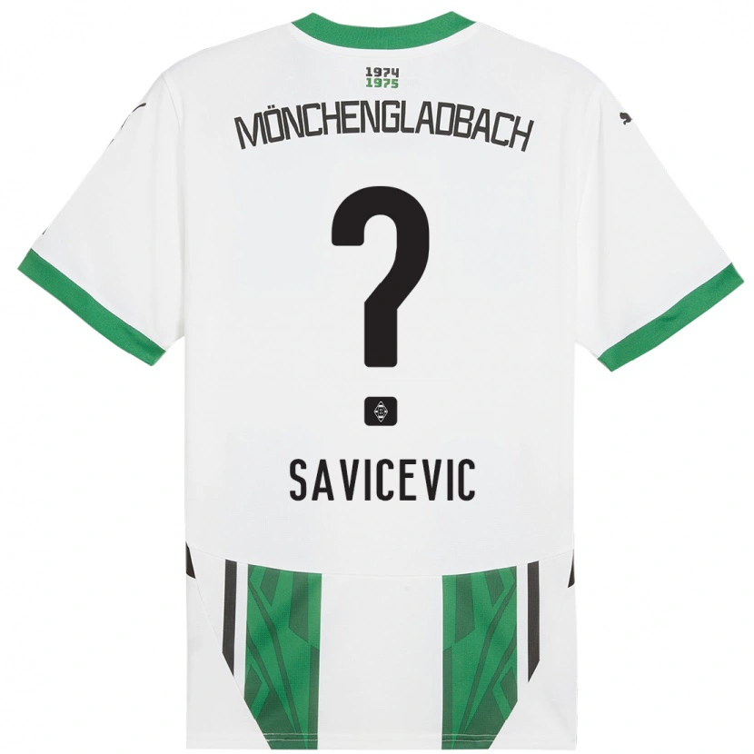 Danxen Børn Stefan Savicevic #0 Hvid Grøn Hjemmebane Spillertrøjer 2024/25 Trøje T-Shirt
