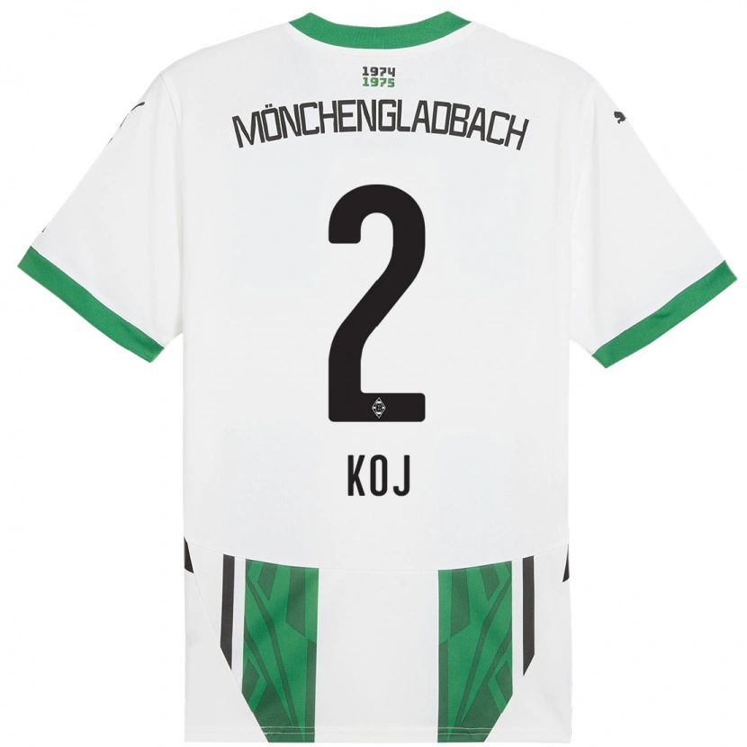 Danxen Børn Julia Koj #2 Hvid Grøn Hjemmebane Spillertrøjer 2024/25 Trøje T-Shirt