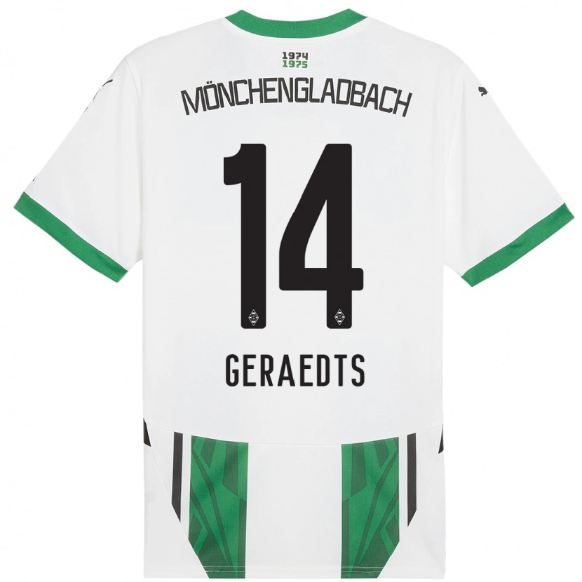 Danxen Børn Kelsey Geraedts #14 Hvid Grøn Hjemmebane Spillertrøjer 2024/25 Trøje T-Shirt
