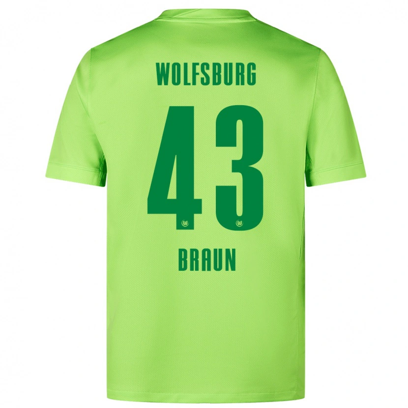 Danxen Børn Manuel Braun #43 Fluorescerende Grøn Hjemmebane Spillertrøjer 2024/25 Trøje T-Shirt