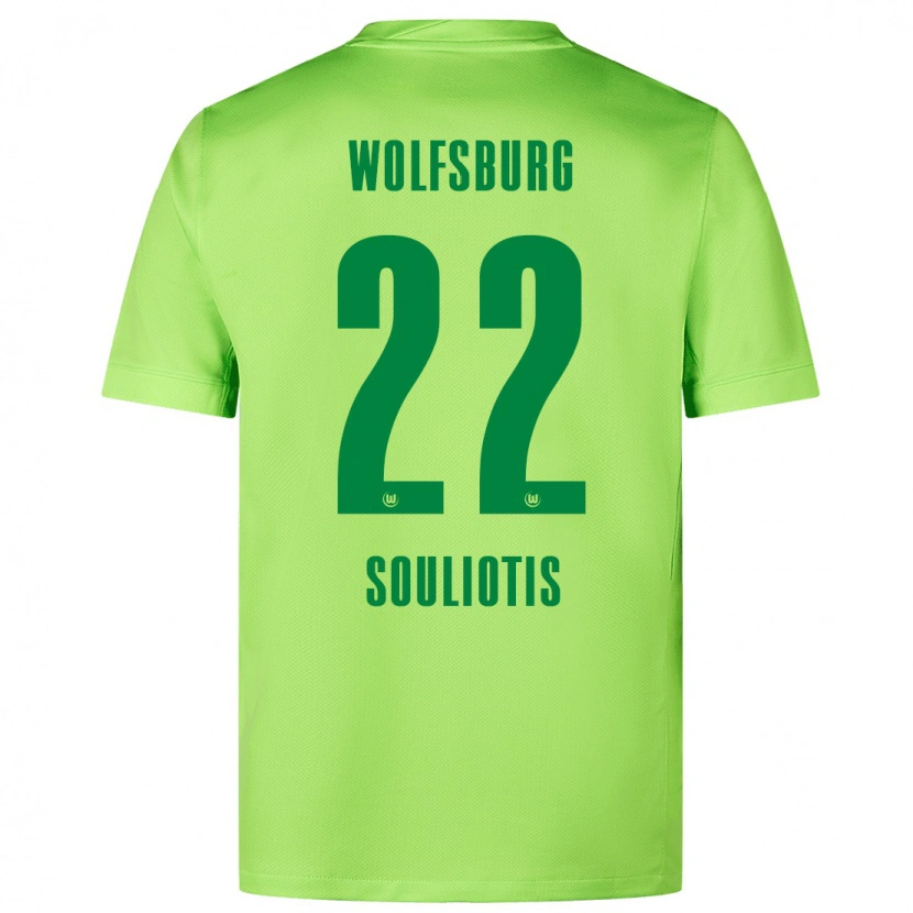 Danxen Børn Spyridon Souliotis #22 Fluorescerende Grøn Hjemmebane Spillertrøjer 2024/25 Trøje T-Shirt