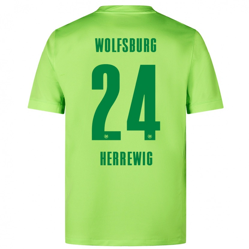 Danxen Børn Max Herrewig #24 Fluorescerende Grøn Hjemmebane Spillertrøjer 2024/25 Trøje T-Shirt