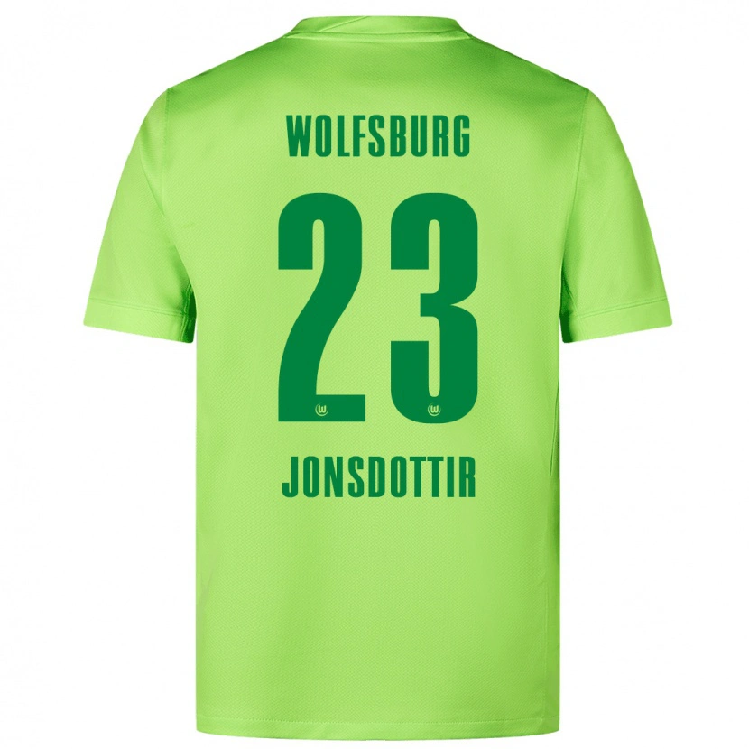 Danxen Børn Sveindís Jane Jónsdóttir #23 Fluorescerende Grøn Hjemmebane Spillertrøjer 2024/25 Trøje T-Shirt