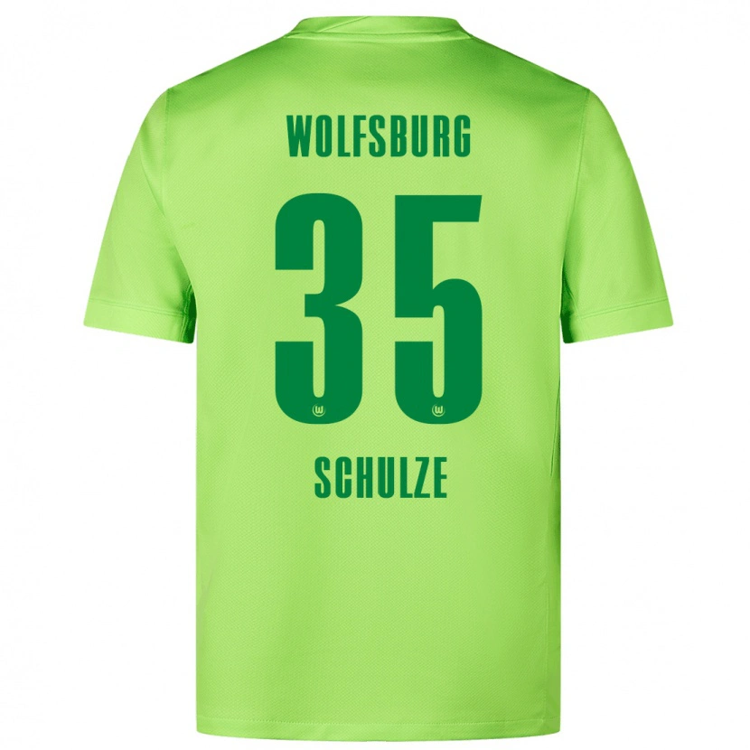 Danxen Børn Philipp Schulze #35 Fluorescerende Grøn Hjemmebane Spillertrøjer 2024/25 Trøje T-Shirt
