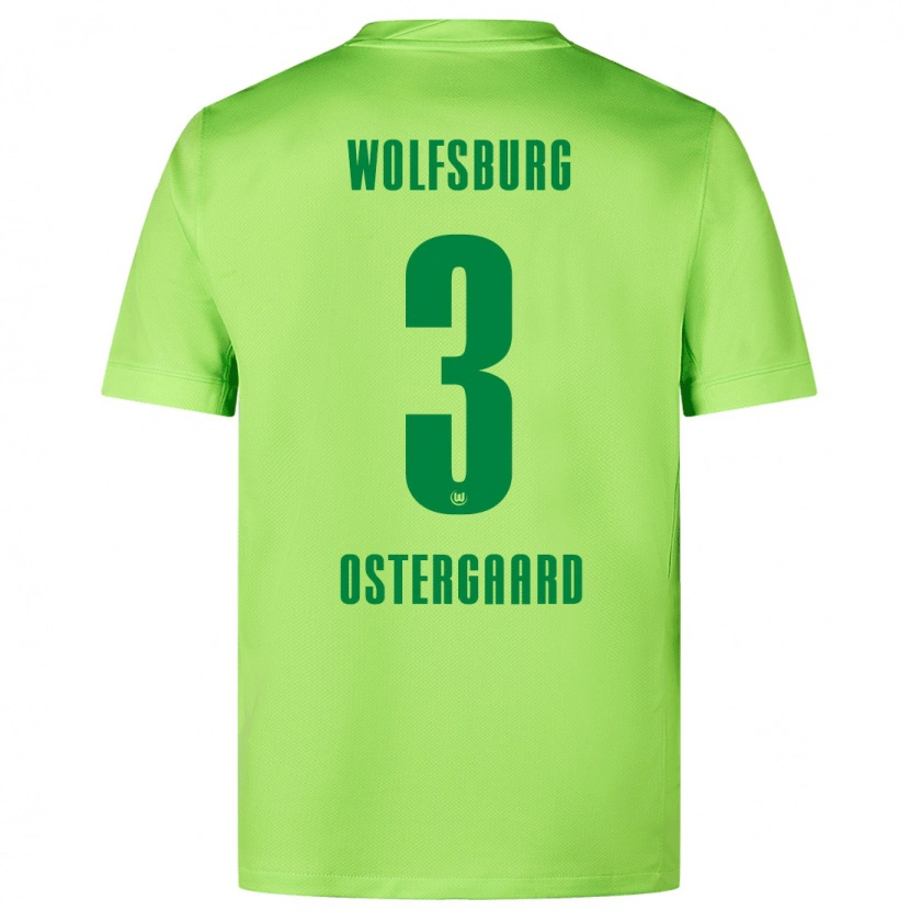 Danxen Børn Christian Östergaard #3 Fluorescerende Grøn Hjemmebane Spillertrøjer 2024/25 Trøje T-Shirt