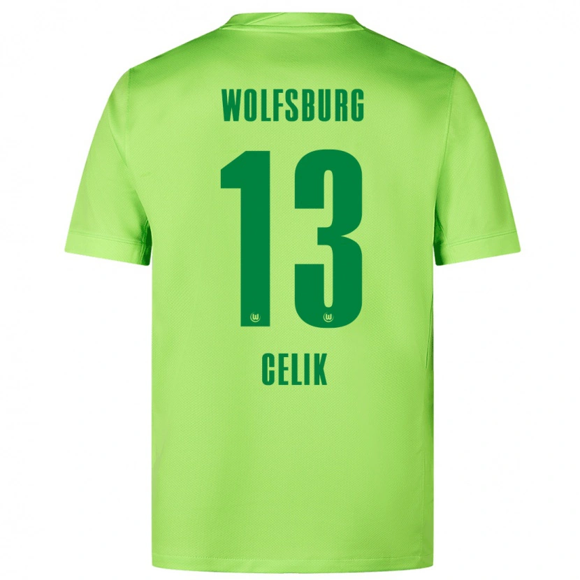 Danxen Børn Dennis Celik #13 Fluorescerende Grøn Hjemmebane Spillertrøjer 2024/25 Trøje T-Shirt