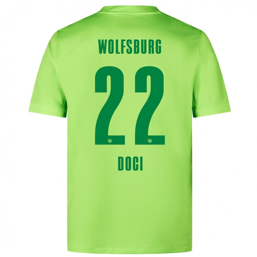 Danxen Børn Adrian Doci #22 Fluorescerende Grøn Hjemmebane Spillertrøjer 2024/25 Trøje T-Shirt