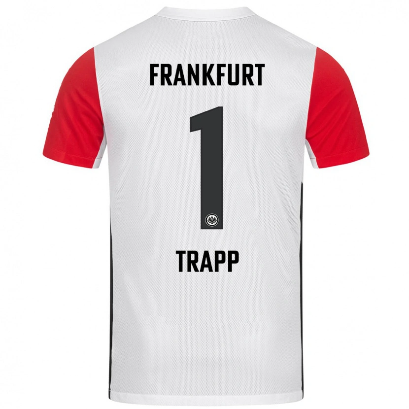 Danxen Børn Kevin Trapp #1 Hvid Rød Hjemmebane Spillertrøjer 2024/25 Trøje T-Shirt