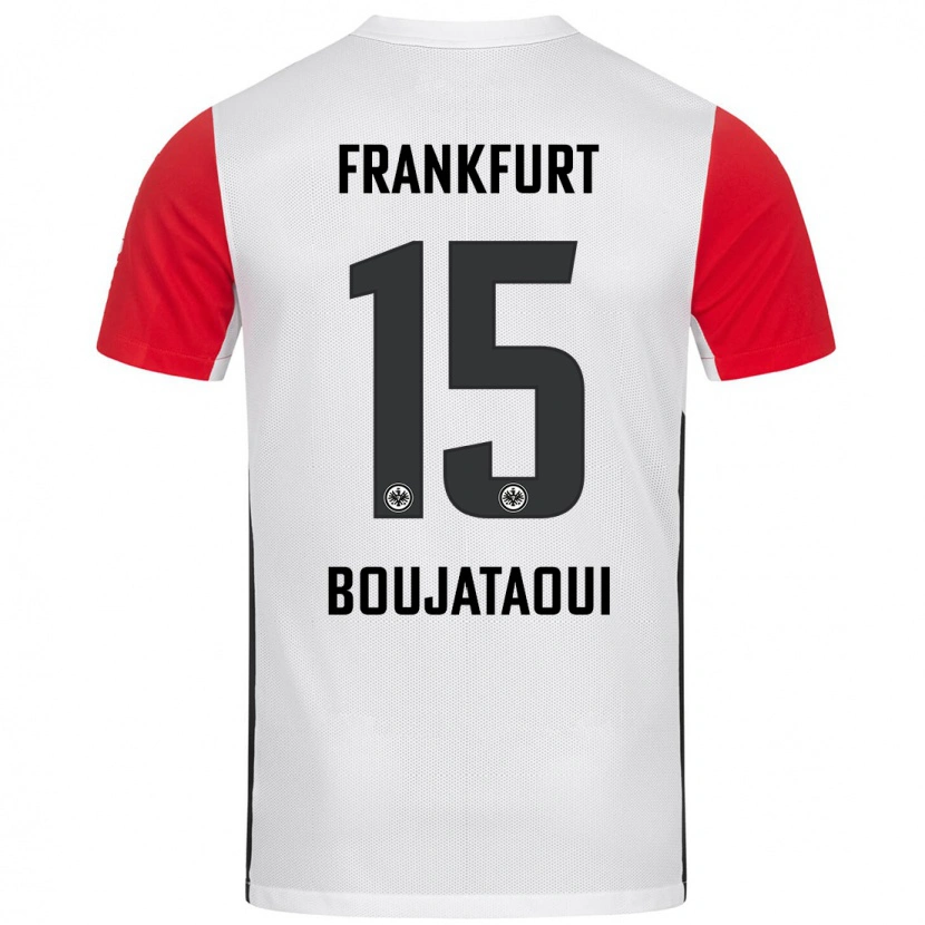Danxen Børn Tarik Boujataoui #15 Hvid Rød Hjemmebane Spillertrøjer 2024/25 Trøje T-Shirt
