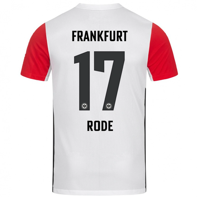 Danxen Børn Sebastian Rode #17 Hvid Rød Hjemmebane Spillertrøjer 2024/25 Trøje T-Shirt