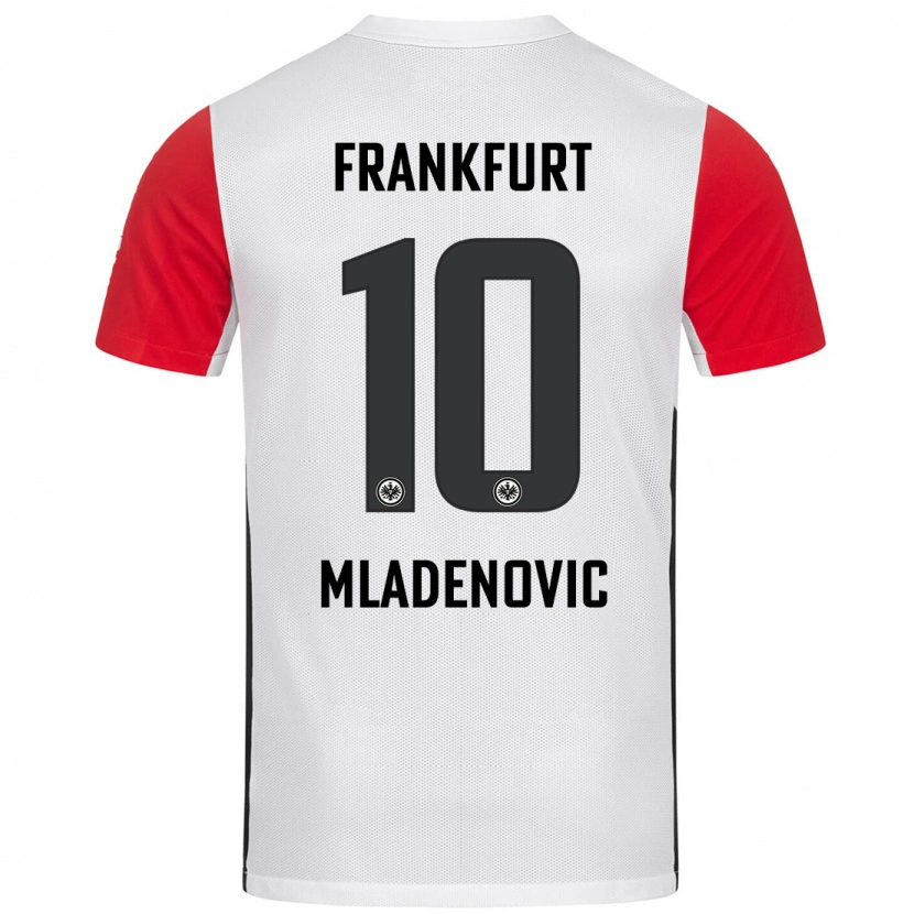 Danxen Børn Marko Mladenovic #10 Hvid Rød Hjemmebane Spillertrøjer 2024/25 Trøje T-Shirt