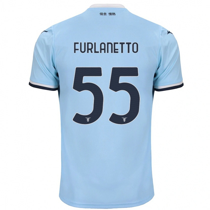 Danxen Børn Alessio Furlanetto #55 Blå Hjemmebane Spillertrøjer 2024/25 Trøje T-Shirt