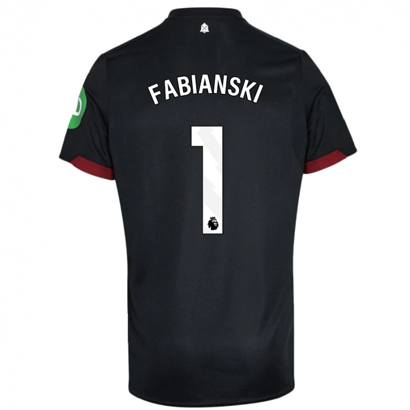 Danxen Børn Lukasz Fabianski #1 Sort Hvid Udebane Spillertrøjer 2024/25 Trøje T-Shirt