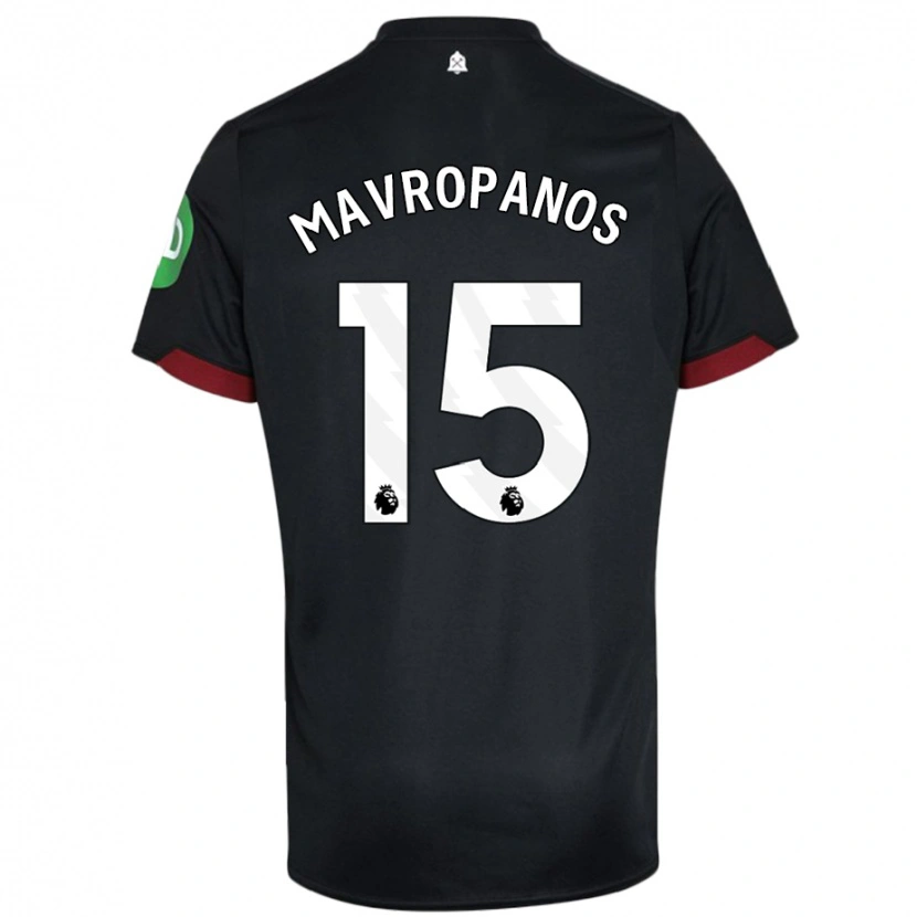 Danxen Børn Konstantinos Mavropanos #15 Sort Hvid Udebane Spillertrøjer 2024/25 Trøje T-Shirt