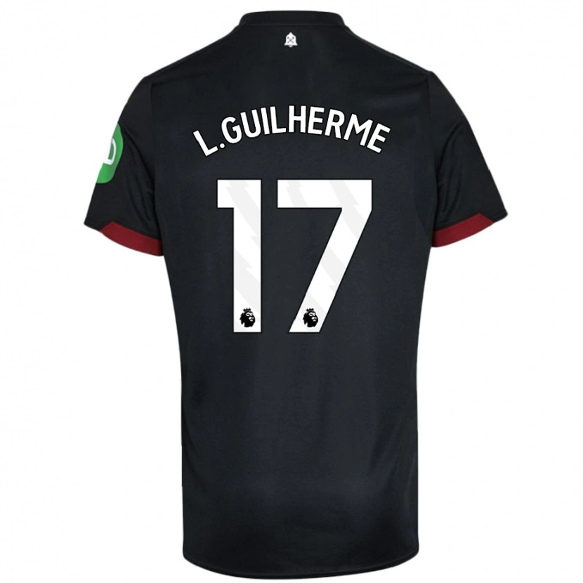 Danxen Børn Luis Guilherme #17 Sort Hvid Udebane Spillertrøjer 2024/25 Trøje T-Shirt