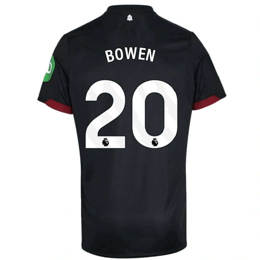 Danxen Børn Jarrod Bowen #20 Sort Hvid Udebane Spillertrøjer 2024/25 Trøje T-Shirt