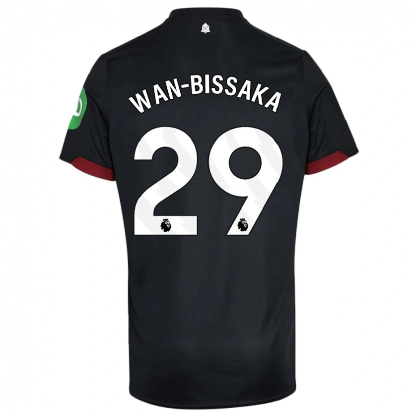 Danxen Børn Aaron Wan-Bissaka #29 Sort Hvid Udebane Spillertrøjer 2024/25 Trøje T-Shirt