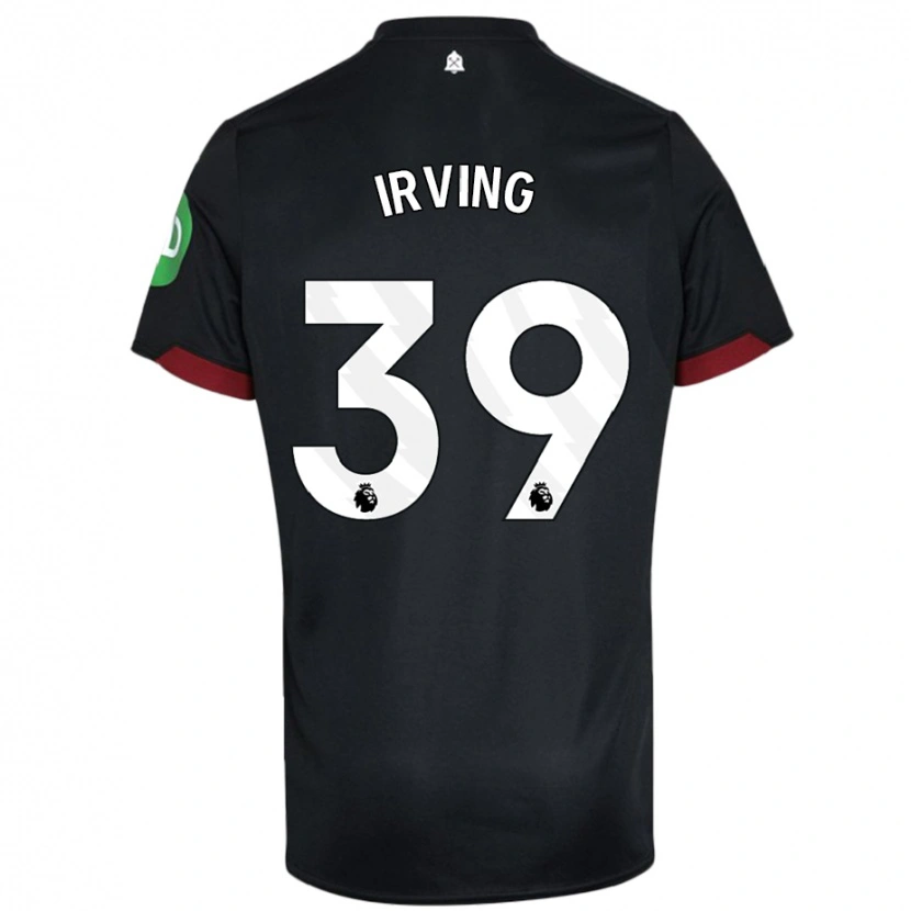 Danxen Børn Andy Irving #39 Sort Hvid Udebane Spillertrøjer 2024/25 Trøje T-Shirt