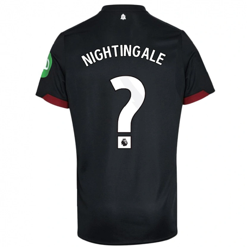 Danxen Børn Ben Nightingale #0 Sort Hvid Udebane Spillertrøjer 2024/25 Trøje T-Shirt