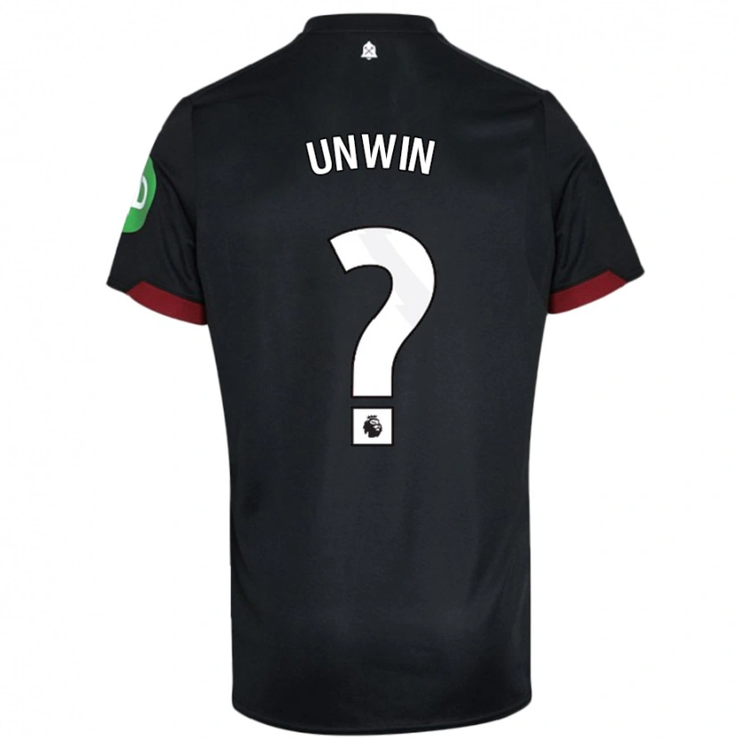 Danxen Børn Jonathan Unwin #0 Sort Hvid Udebane Spillertrøjer 2024/25 Trøje T-Shirt