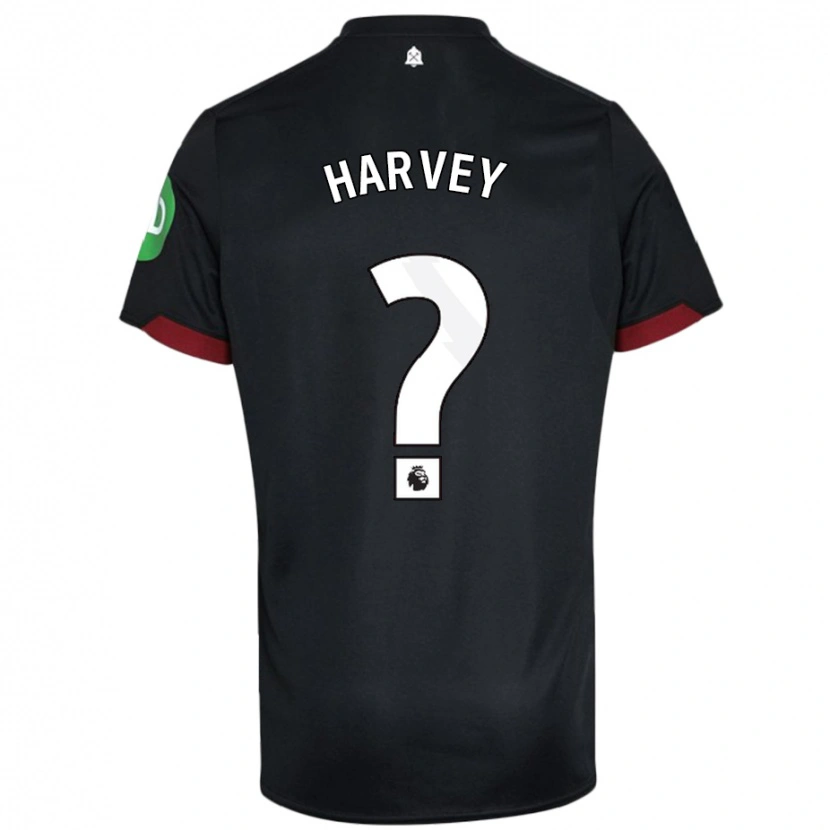 Danxen Børn Ros Harvey #0 Sort Hvid Udebane Spillertrøjer 2024/25 Trøje T-Shirt