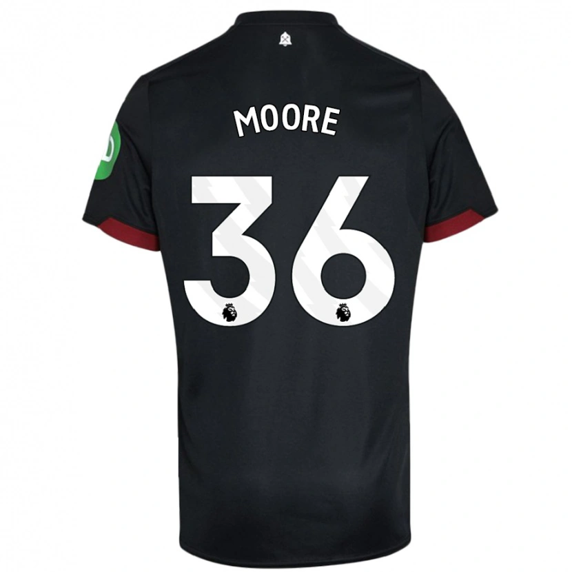 Danxen Børn Sean Moore #36 Sort Hvid Udebane Spillertrøjer 2024/25 Trøje T-Shirt