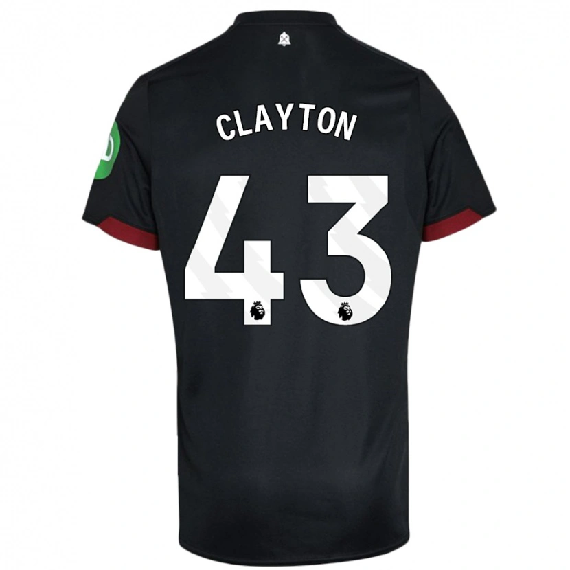 Danxen Børn Regan Clayton #43 Sort Hvid Udebane Spillertrøjer 2024/25 Trøje T-Shirt
