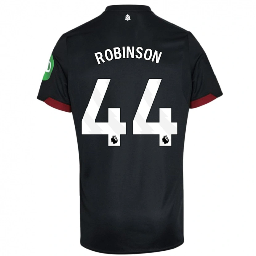 Danxen Børn Junior Robinson #44 Sort Hvid Udebane Spillertrøjer 2024/25 Trøje T-Shirt