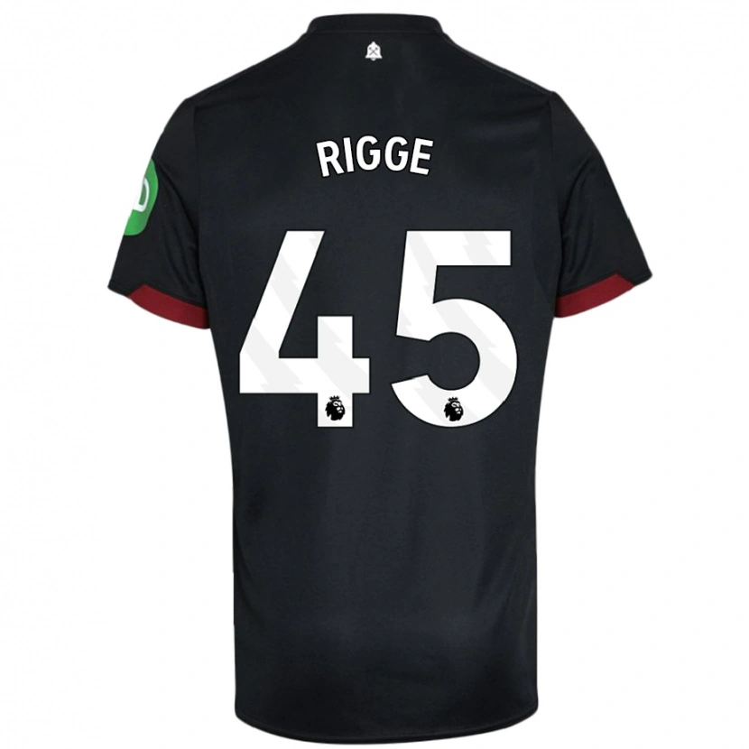 Danxen Børn Daniel Rigge #45 Sort Hvid Udebane Spillertrøjer 2024/25 Trøje T-Shirt