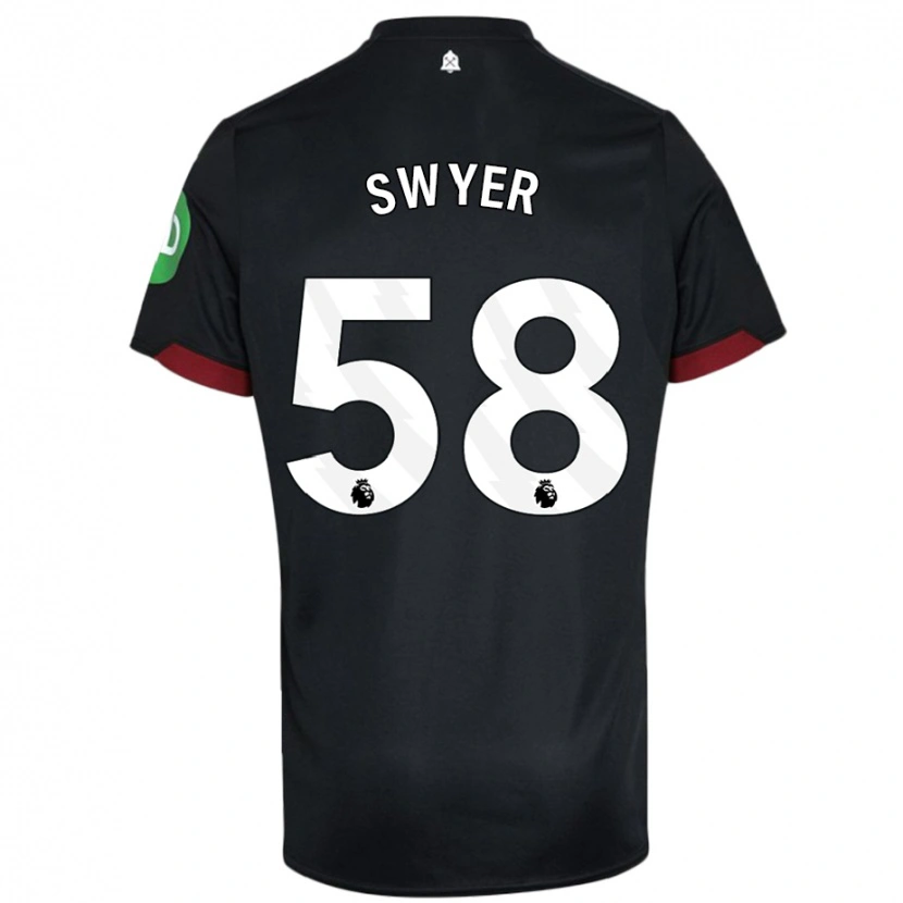 Danxen Børn Kamarai Swyer #58 Sort Hvid Udebane Spillertrøjer 2024/25 Trøje T-Shirt