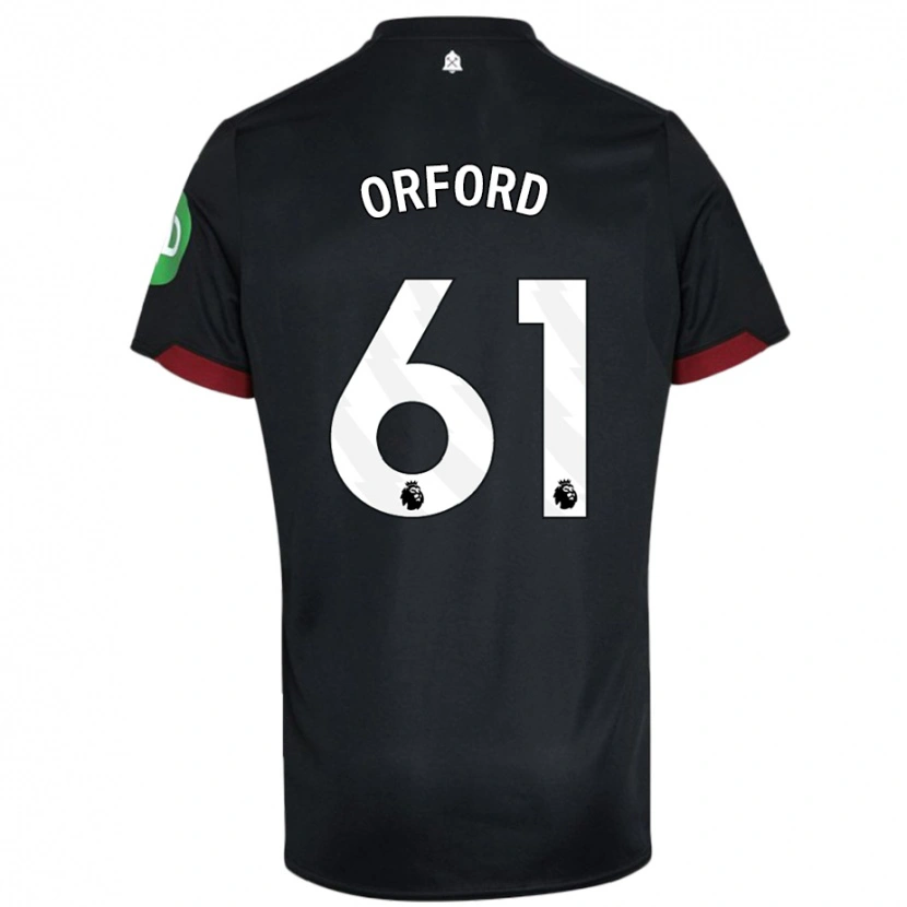 Danxen Børn Lewis Orford #61 Sort Hvid Udebane Spillertrøjer 2024/25 Trøje T-Shirt
