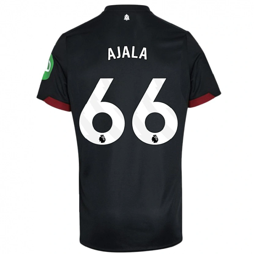 Danxen Børn Joshua Ajala #66 Sort Hvid Udebane Spillertrøjer 2024/25 Trøje T-Shirt