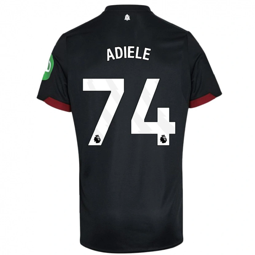 Danxen Børn Emeka Adiele #74 Sort Hvid Udebane Spillertrøjer 2024/25 Trøje T-Shirt